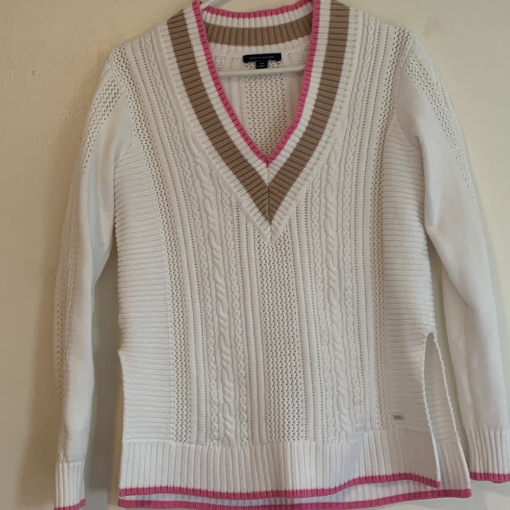 Sweater with deep V neck